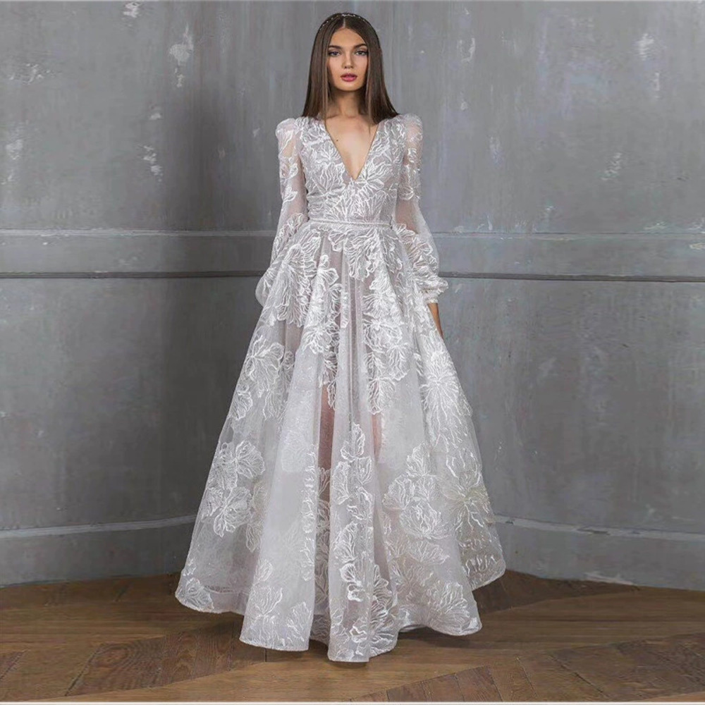 ZARA Sequined Lace Embroidered Wedding Evening Party Dress
